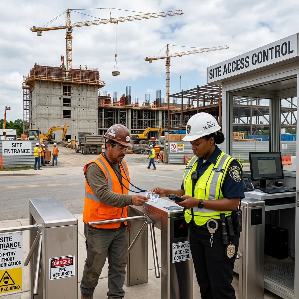 Security guard patrolling a construction site